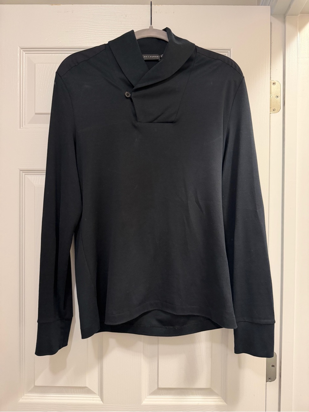 Ralph Lauren Black Knit Top with Draped Collar
